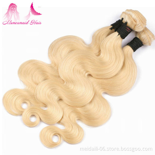 color 613 blond body wave hair shedding free virgin remy brazilian human hair weave